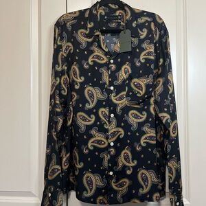 All Saints Black Paisley Shirt